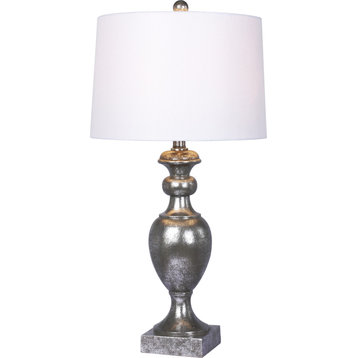 Textured Resin Urn Table Lamp - Antique Silver Leaf