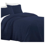 Ienjoy Home - Becky Cameron Premium Ultra Soft Square Pattern Quilted Coverlet Set, Navy, Quee - Casual elegance meets pure uncompromising comfort with this Premium Quilted Coverlet by The Becky Cameron Sure to compliment any bedroom style, this beautiful coverlet is available in three timeless patterns and six vintage, captivating colors. The Becky Cameron Coverlet is spun from our Premium Microfiber yarns, offering twice the durability of cotton and is 100% hypoallergenic. Enjoy easy maintenance with this machine washable, wrinkle free and stain resistant premium beauty. Truly an All Seasons Coverlet, it will keep you warm in the winter and cool in the summer. The Becky Cameron Premium Quilted Coverlet will surely add the finishing touch to your tranquil bedroom oasis.