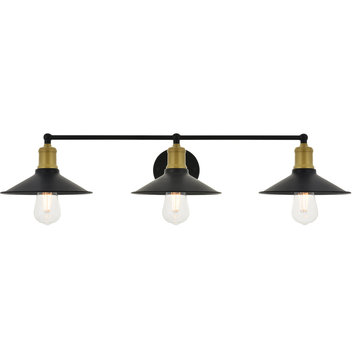 Etude 3 Light Wall Sconce, Brass and Black