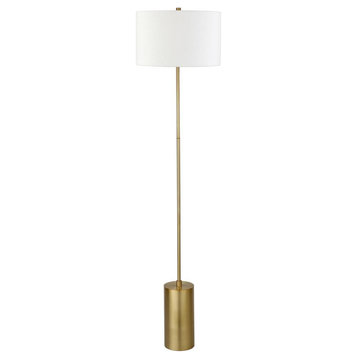 Somerset 64 Tall Floor Lamp with Fabric Shade in Brass/White