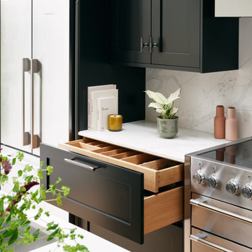 Black Shaker Kitchen with Silver Accents