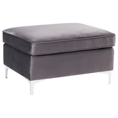 Ottoman, Gray Velvet