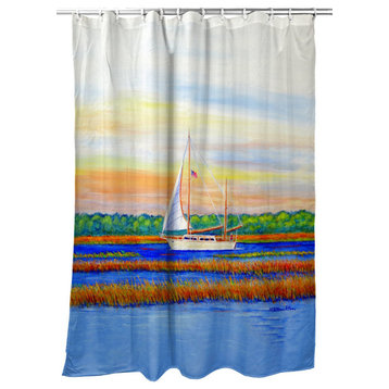 Betsy Drake Marsh Sailing Shower Curtain