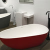 ADM Oval Freestanding Bathtub, Matte Red Exterior/White Interior, 66.9"