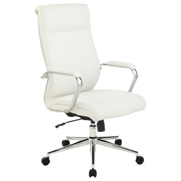 High Back Manager's Office Chair With Dillon Snow Fabric and Chrome Base