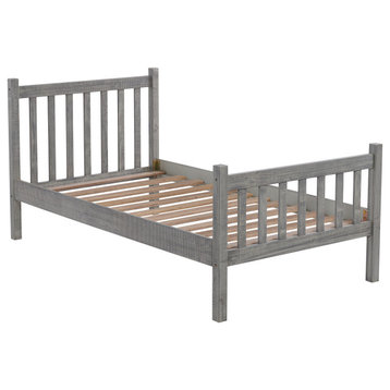 Alaterre Furniture Windsor Wood Slat Twin Bed - Driftwood Gray