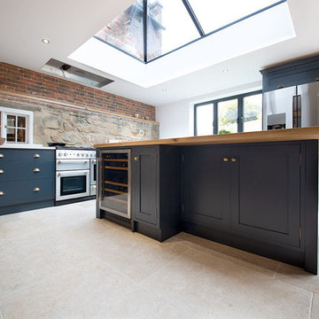 The Navy Kitchen: Dijon Tumbled Limestone Tiles