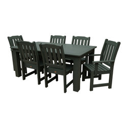 Highwood - Lehigh 7pc Rectangular Dining Set, Charleston Green - Outdoor Dining Sets