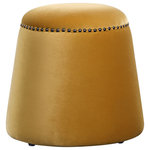 Uttermost - Uttermost Gumdrop Mustard Ottoman - This Plush Ottoman Is Covered In A Luxurious Mustard Yellow Velvet With Black Nickel Nail Head Details. Versatile And Stylish, This Piece Can Be Used As A Seat Or Footrest, Grouped Together Or As A Singular Accent Piece.