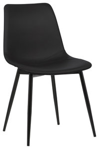 Monte Contemporary Dining Chair With Black Powder Coated Metal Legs, Black