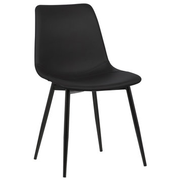 Monte Contemporary Dining Chair With Black Powder Coated Metal Legs, Black