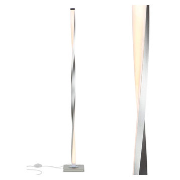 Brightech Helix - Modern LED Floor Lamp for Living Room Bright Lighting, Silver
