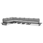 Meridian Furniture - Maldives Grey Water Resistant Fabric Outdoor Patio Modular Sectional - Create your own custom contemporary look on the deck or porch with the addition of this Maldives outdoor patio armless chair. Part of a large collection that lets you mix and match modular pieces to get the look you crave most. This modular sectional has grey water resistant fabric with a base made from grey aluminum, so it's sturdy, tough, and ready to face the elements with impeccable beauty, season in and season out. Shop the contemporary pieces in this collection to create the outdoor entertaining area of your dreams.