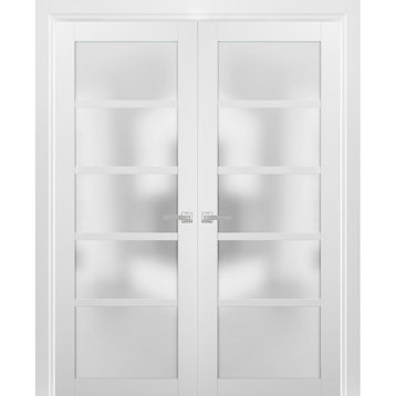 French Double Lite Doors | Quadro 4002 White Silk | Sample of Color