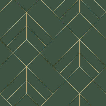 4066-26550 Sander Evergreen Geometric Non Woven Unpasted Glam Wallpaper