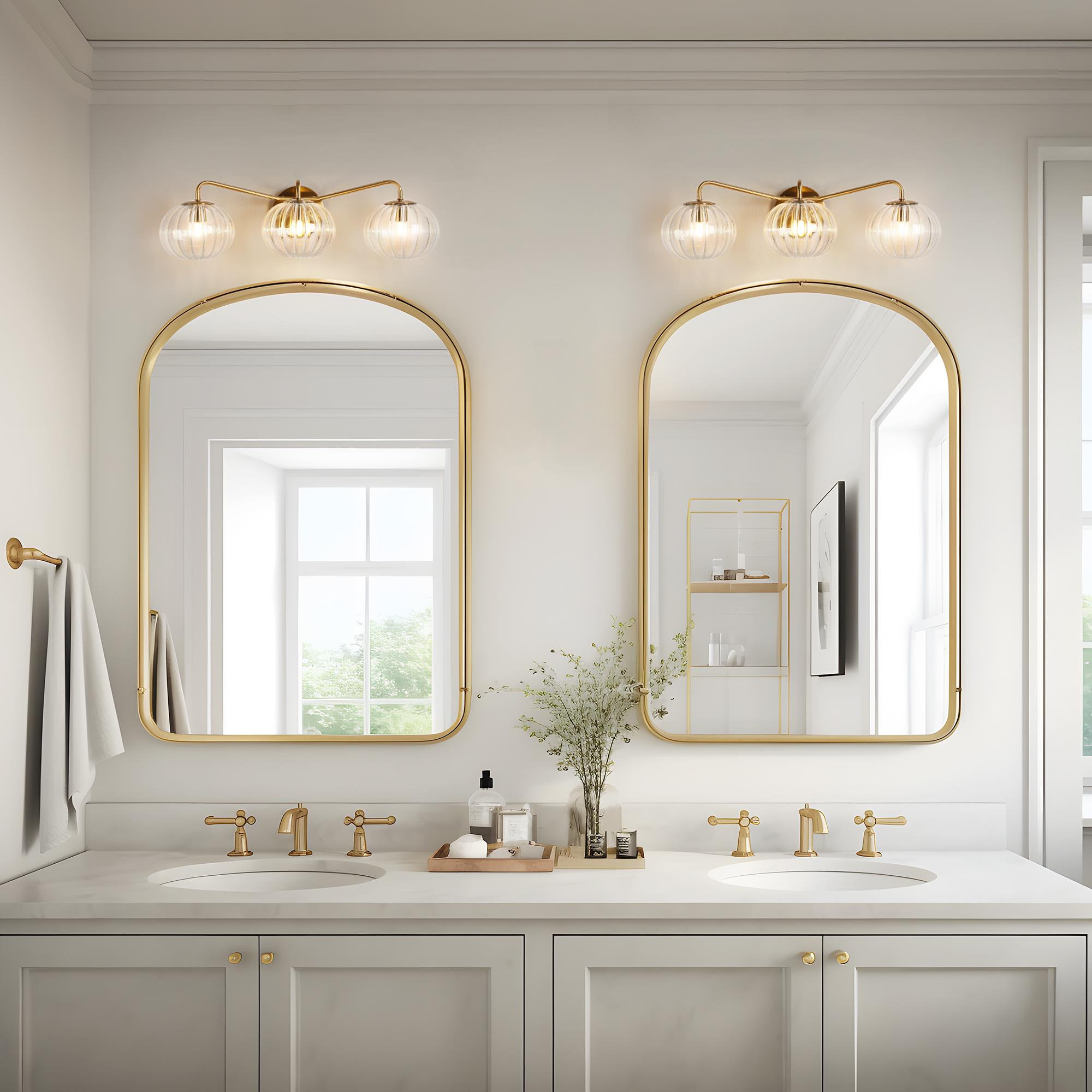LNC Modern Contemporary 3-Light Gold Bathroom Vanity Light ...
