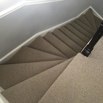 Striped Carpet Installation to Stairs