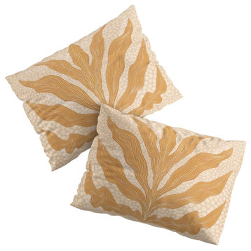 Deny Designs Sewzinski Yellow Seaweed Pillow Shams, Set of 2, King