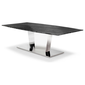 Black and White Marble Brushed Stainless Steel Sirah Coffee Table
