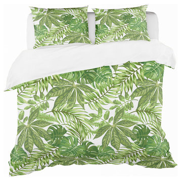 Exotic Pattern With Tropical Leaves Tropical Duvet Cover, King