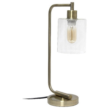 Simple Designs 18.8" Vintage Bronson Iron Lantern Desk Lamp Antique Brass
