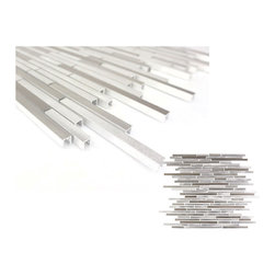 GBM Manufacturing - City Lights 16"x12" Aluminum Metal Thin Linear Mosaic Tile,San Francisco - Mosaic Tile
