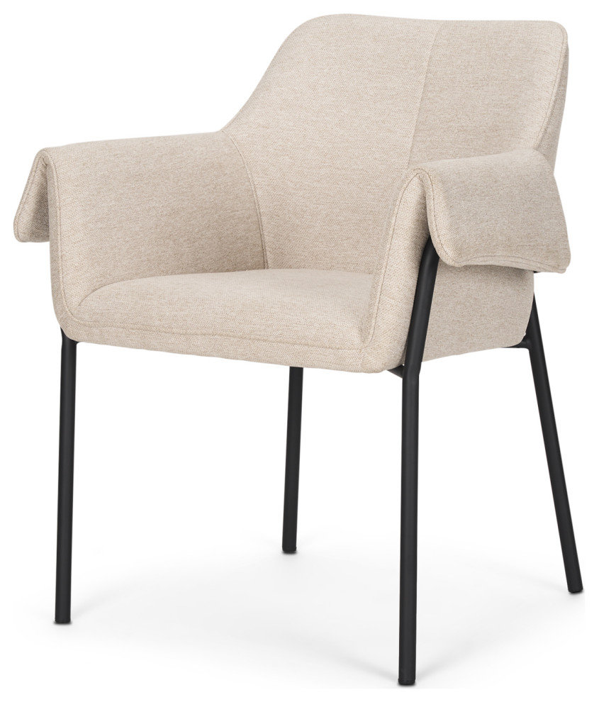 Brently Dining Chair With Oatmeal Fabric and Matte Black Metal Legs ...