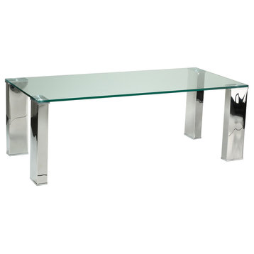 Isaak Contemporary Glass Coffee Table with Chrome Finish