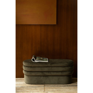 Upholstered Oval Bench, Dutchbone Aditi, Green