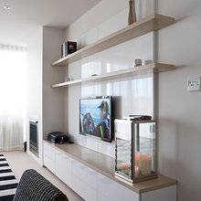 Sitting room cupboards and shelves