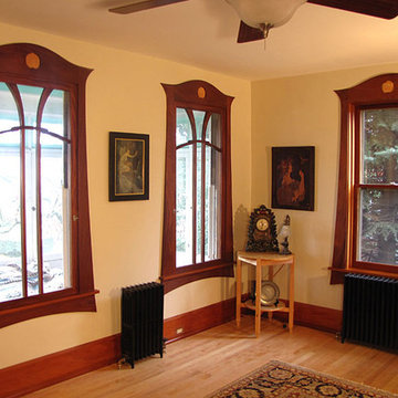 Art Nouveau Mahogany Window Trim