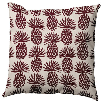 16" x 16" Pineapple Stripes Decorative Throw Pillow, Pomegranate