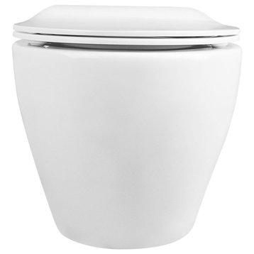 Wall Mounted Dual Flush Toilet with Soft Closing Seat Compact Bowl,Tankless