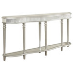 Coast to Coast - Coast To Coast Console Table With Razzle Dazzle Metallic Finish 96622 - This Razzle Dazzle Metallic finished console table adds sparkle and shine to your entry. This gently curved console table features tiled mirrored apron, shaped beveled mirrored top and lower shelf along with six turned and fluted legs.