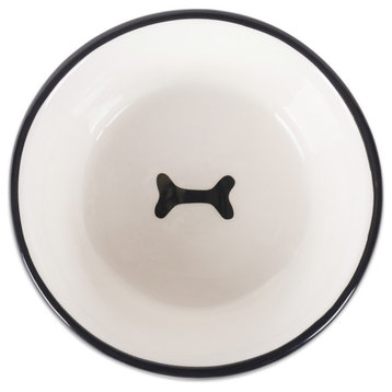 DII Black Dog Text Ceramic Medium Pet Bowl, Set of 2