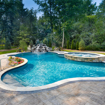 Naperville, IL Freeform Swimming Pool with Raised Hot Tub