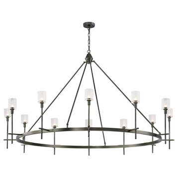 Salita Chandelier, Urban Bronze/Ribbed Crystal, 70.25"Dx42.75"H