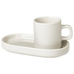 blomus - Pilar 2-Piece Espresso Cup and Tray Set, Set of 2, Moonbeam - PILAR Espresso Cups with Trays, Set of 2 are functional for every occasion. Beautifully shaped yet humble enough to act as a discreet backdrop to the perfectly arranged meal. Stoneware pieces include bowls, plates, mugs and serveware. The full range is available in 4 complimentary colors.
