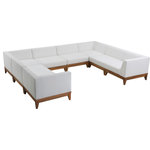 Meridian Furniture - Rio Water Resistant Fabric  Patio 8-Piece Modular Sectional, Off White - Build the seating group you need for your outdoor entertaining area with one or more selections from the Rio collection including this Rio outdoor off-white water resistant modular sectional. A solid acacia wood frame provides sturdy dependability for this sectional, ensuring its long-lasting performance and impeccable beauty. The plump cushions are encased in resilient water resistant fabric to keep them looking luxuriously beautiful for seasons to come. Attach other units in the collection to this sectional with convenient latches.