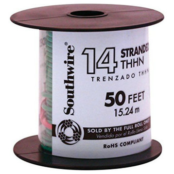 Southwire® 22959151 Type THHN 14 Stranded Building Wire, Green, 50'