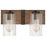 Hinkley Lighting - Sawyer 2-Light Bath Light, Sequoia - The fresh  rustic design of the Sawyer collection will enhance any living experience with a warm  cozy ambiance. The warm Sequoia wood finish is paired with Iron Rust accents and clear seedy glass for a farmhouse chic style.&nbsp