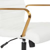 Mid-Back Faux Leather Chair With Gold Arms and Base, White