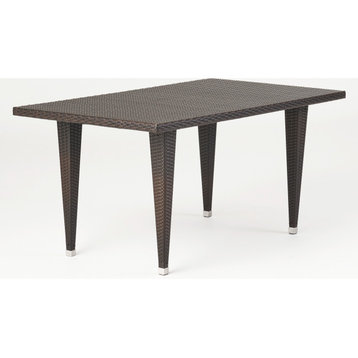 GDF Studio Medens Outdoor Multi Brown Polyethylene Rectangle Table