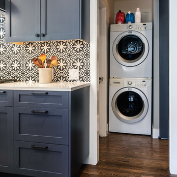 Hidden Stacked Washer/Dryer Made Room for the Enlarged Kitchen
