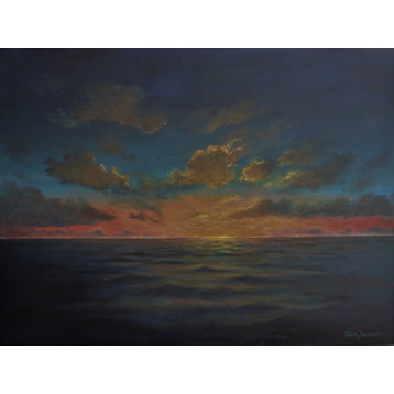 Splash of Color - a large 30"x40" ocean sunset painting, tropical fine art