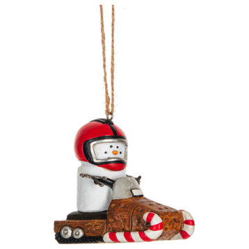 Ganz Smores Snowmobile Snowman Plastic Christmas Ornament
