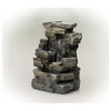 13" Tall Indoor 4-Tier Cascading Tabletop Fountain with LED Lights, Gray