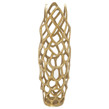 Contemporary Gold Aluminum Metal Vase 37661
