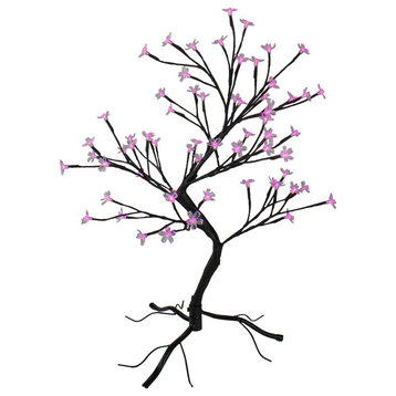 25" Pre-Lit Japanese Sakura Blossom Flower Artificial Tree - Pink and Purple