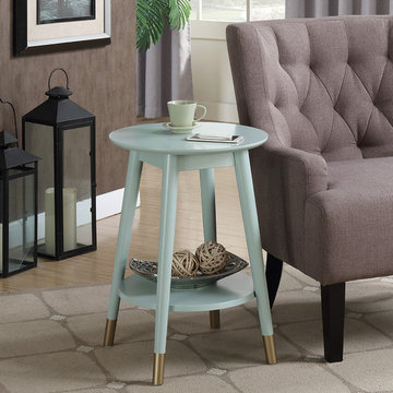 Wilson Mid Century Round End Table with Bottom Shelf